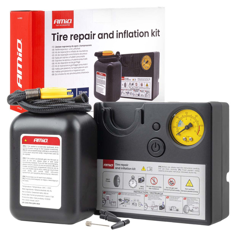 Kit di Riparazione e Gonfiaggio Pneumatici (12V) 04929