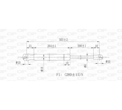 Molla A Gas destro/Sinistro Portellone posteriore (280N L.503MM) per Fiat Panda e Panda 4X4 - Natural Power FT1229055 -