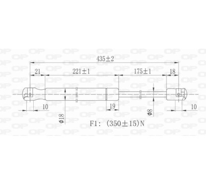 Molla A Gas destro/Sinistro Portellone posteriore (350N L.436MM) per Fiat Grande Punto (199), Punto (199) e Punto Evo
