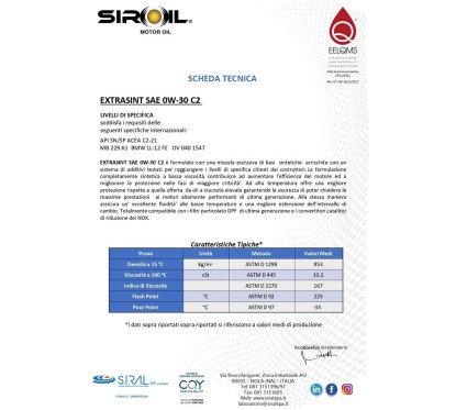 Extrasint Sae 0W-30 C2 12001 - 27O-12001 - 27O-12001
