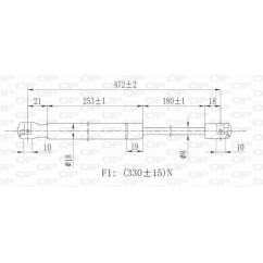 Molla A Gas destro/Sinistro Portellone posteriore (Mod. 3P.) (330N per Fiat Punto (188) e Punto (3 Porte) (188) FT3409055