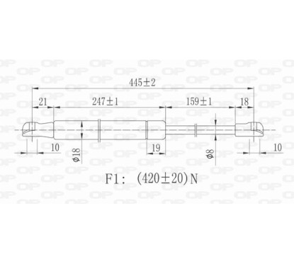 Molla A Gas destro/Sinistro Portellone posteriore (430N L.470MM) per Citroen C3 CI3249055 - 64-CI3249055 - 64-CI3249055