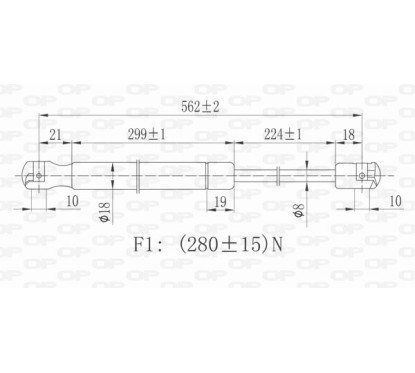 Molla A Gas destro/Sinistro Portellone posteriore (280N L.562MM) per Lancia Ypsilon LA0049055 - 64-LA0049055 - 64-LA0049055