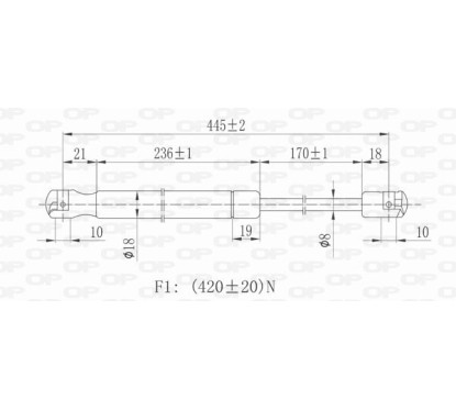 Molla A Gas destro/Sinistro Portellone posteriore (420N L.445MM) per Citroen C3 e Nissan Micra (K14) CI3209055 -