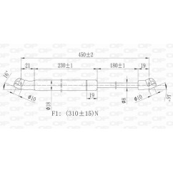 Molla A Gas destro/Sinistro Portellone posteriore (310N L.448MM) per Ford Ka (Rb) FD0069055 - 64-FD0069055 - 64-FD0069055