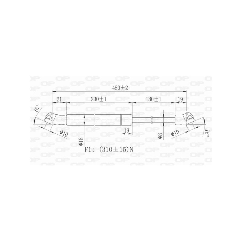 Molla A Gas destro/Sinistro Portellone posteriore (310N L.448MM) per Ford Ka (Rb) FD0069055