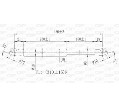 Molla A Gas destro/Sinistro Portellone posteriore (310N L.448MM) per Ford Ka (Rb) FD0069055 - 64-FD0069055 - 64-FD0069055
