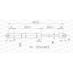 Molla A Gas destro/Sinistro Portellone posteriore (Mod. 3P.) (575N L.625MM) per Ford Fiesta (MK5) FD3409065 - 64-FD3409065 -