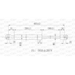 Molla A Gas destro/Sinistro Portellone posteriore (655N L.465MM) per Ford Focus FD4209065