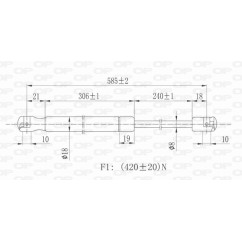 Molla A Gas destro/Sinistro Portellone posteriore (Mod. Sw) (420N L.583,5MM) per Ford Focus FD4269065 - 64-FD4269065 -