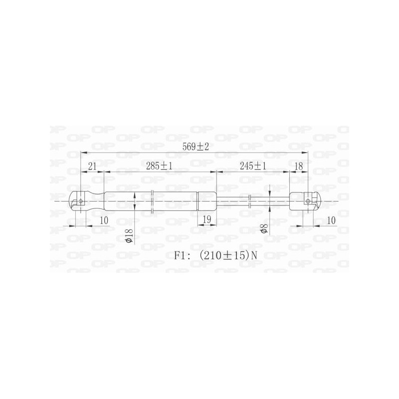 Molla A Gas destro/Sinistro Portellone posteriore (210N L.569MM) per Fiat Cinquecento (170) e Seicento (187) FT0199055