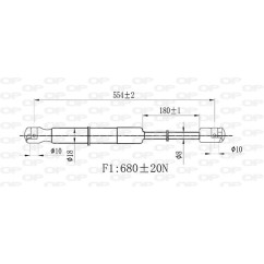 Molla A Gas destro/Sinistro Portellone posteriore (680N L.555MM) per Fiat 500L (330) e 500L (Trekking) FT0409055 -