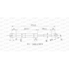Molla A Gas destro/Sinistro Portellone posteriore (480N L.473MM) per Fiat Idea e Lancia Musa FT3509055