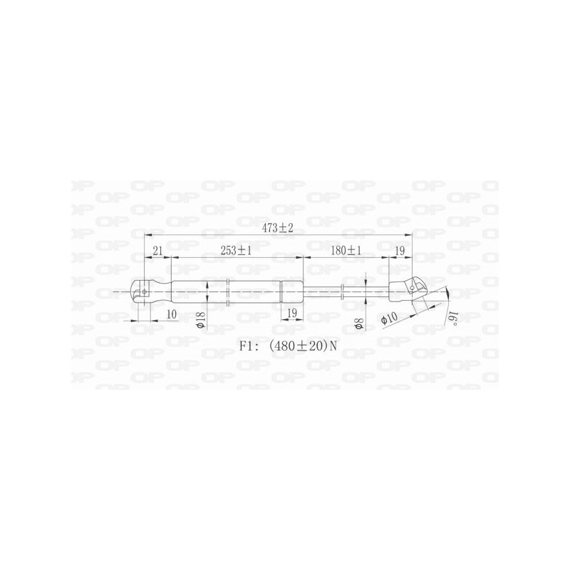 Molla A Gas destro/Sinistro Portellone posteriore (480N L.473MM) per Fiat Idea e Lancia Musa FT3509055
