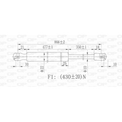 Molla A Gas destro/Sinistro Portellone posteriore (Mod. 10/Dal 2004) (430N L.866MM) per Fiat Doblo FT9089055 - 64-FT9089055