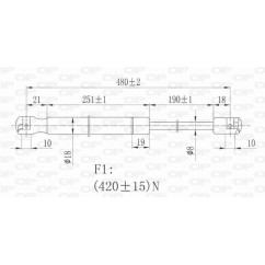 Molla A Gas destro/Sinistro Portellone posteriore (420N L.479MM) per Lancia Ypsilon LA0029055 - 64-LA0029055 - 64-LA0029055