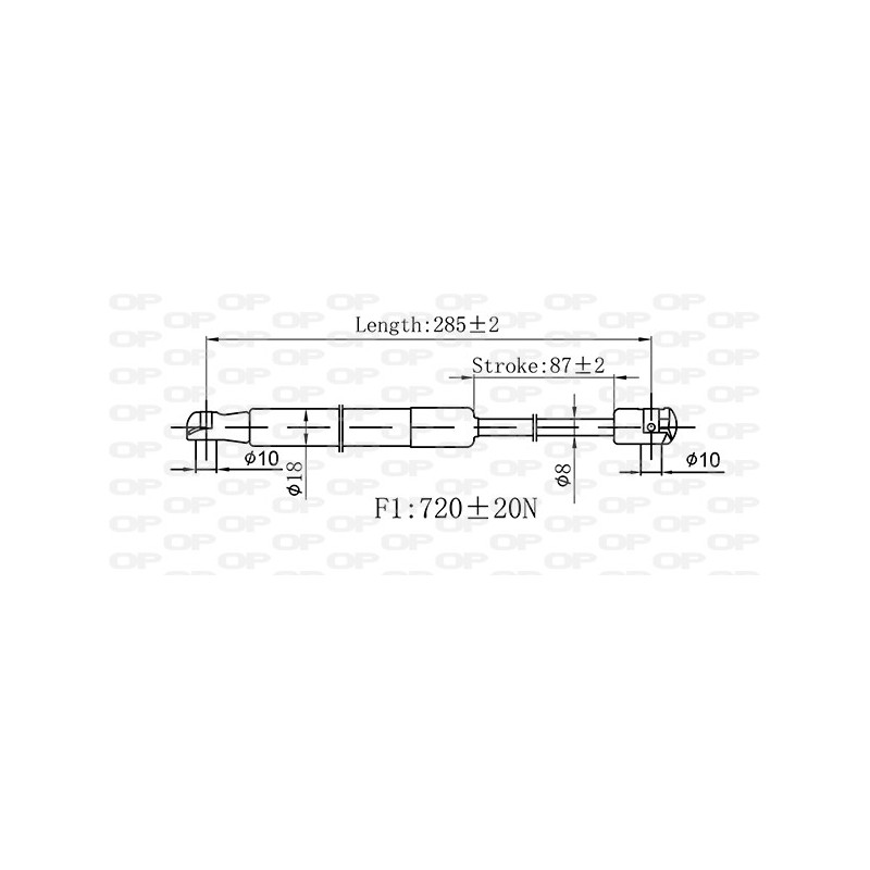 Molla A Gas destro/Sinistro Cofano (720N L.285MM) per Bmw X3 (E83) BM8029005