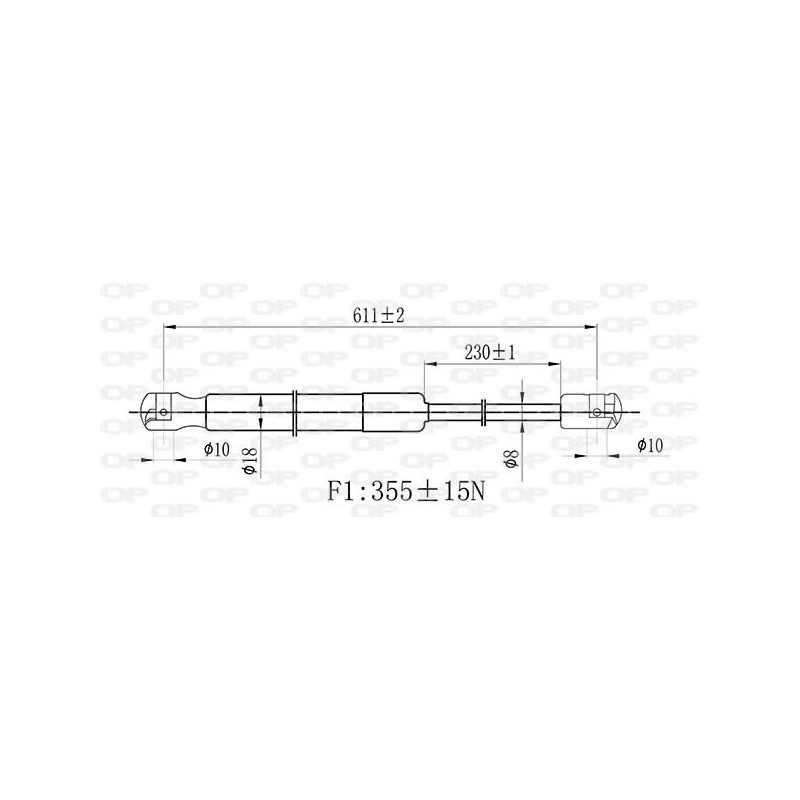 Molla A Gas destro/Sinistro Portellone posteriore (355N L.611MM) per Citroen Saxo (So_S1) CI0229055