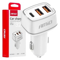 Car Charger 2X Usb-A + Usb-C 32W 12/24V - 03890 - 69-03890 - 69-03890