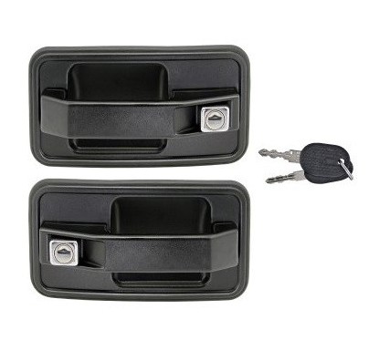 Coppia Maniglie Esterne anteriore destro+Sinistro Nera (Con Mostrina) (Con Serratura e Chiave) per Fiat Ducato AL80352 -