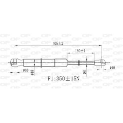Molla A Gas destro/Sinistro Portellone posteriore (350N L.405MM) per Chevrolet-Daewoo Matiz DW3249055
