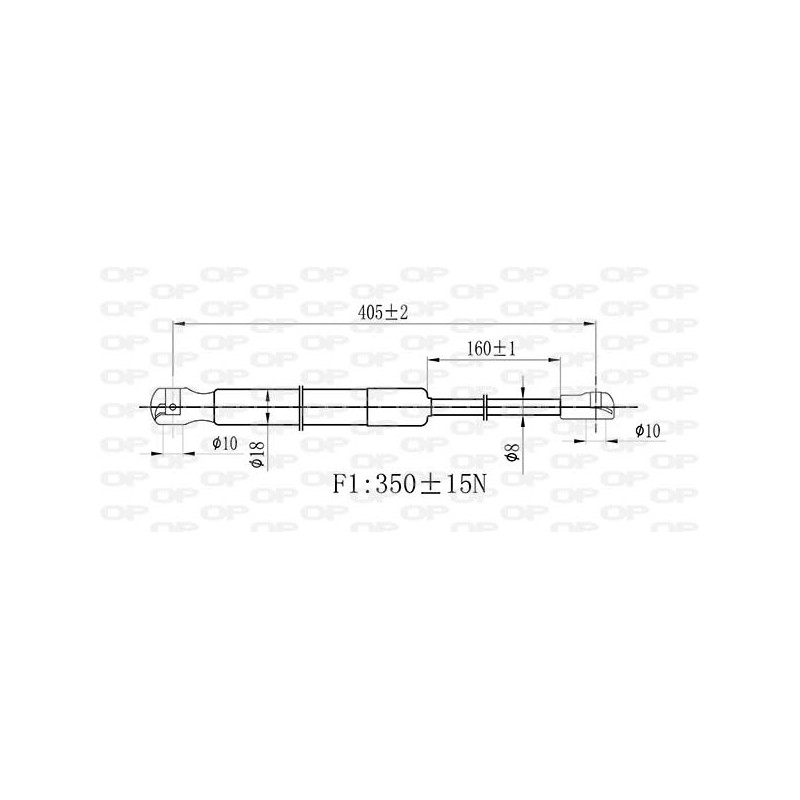 Molla A Gas destro/Sinistro Portellone posteriore (350N L.405MM) per Chevrolet-Daewoo Matiz DW3249055