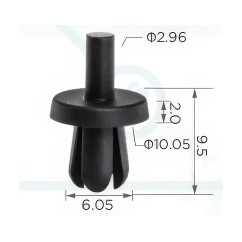 Rivetto A Pressione (Paraurti, Parafango, Sottoporta) - Nero, Plastica (Conf. 11PZ) 3348