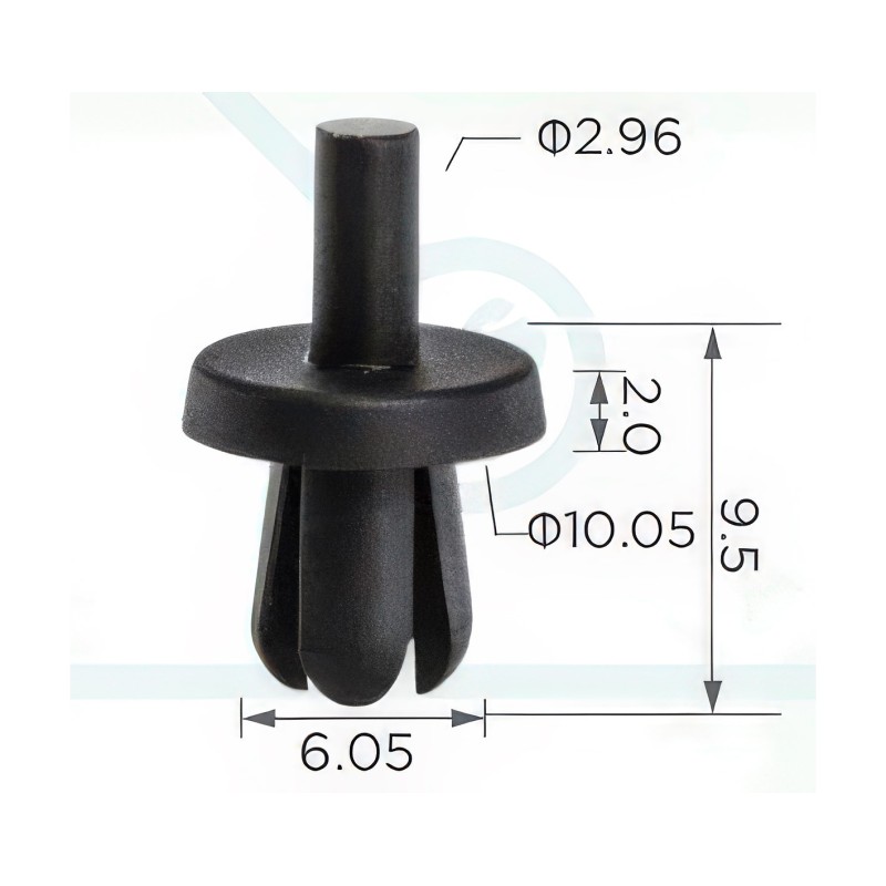 Rivetto A Pressione (Paraurti, Parafango, Sottoporta) - Nero, Plastica (Conf. 11PZ) 3348
