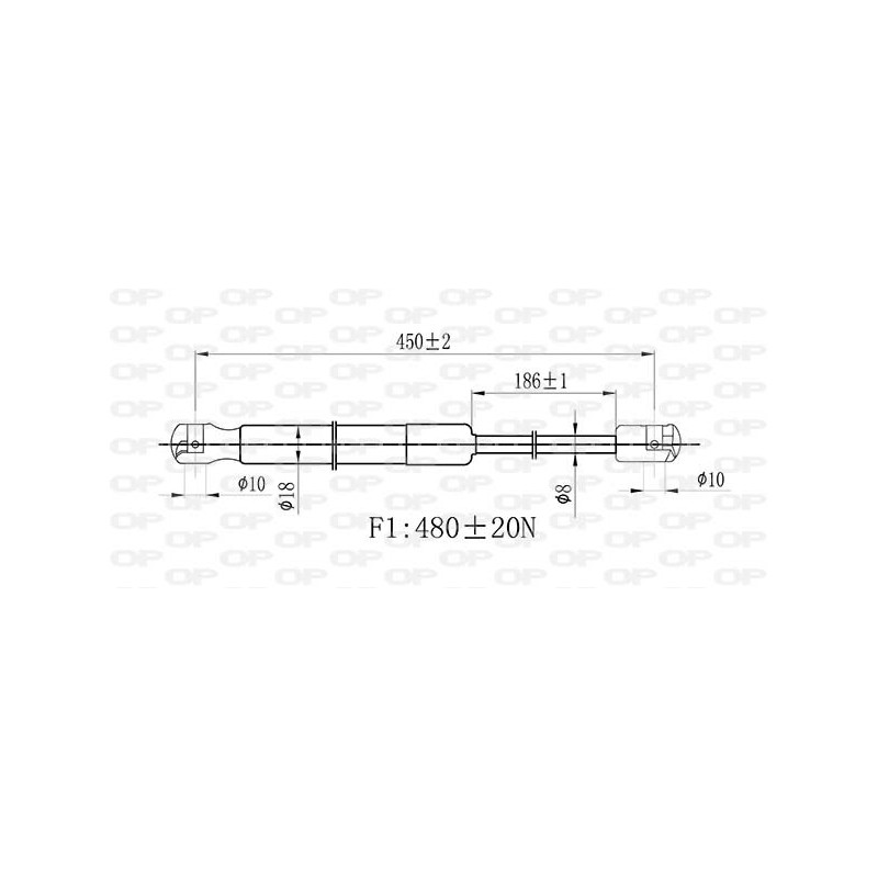 Molla A Gas destro/Sinistro Portellone posteriore (480N L.451MM) per Fiat 500X (334), 500X (Cross/Trekking) e Doblo FT0609055