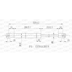 Molla A Gas destro/Sinistro Portellone posteriore (Mod. Sw -09/02) (570N L.520MM) per Fiat Palio (178) e Palio-Albea FT1139015