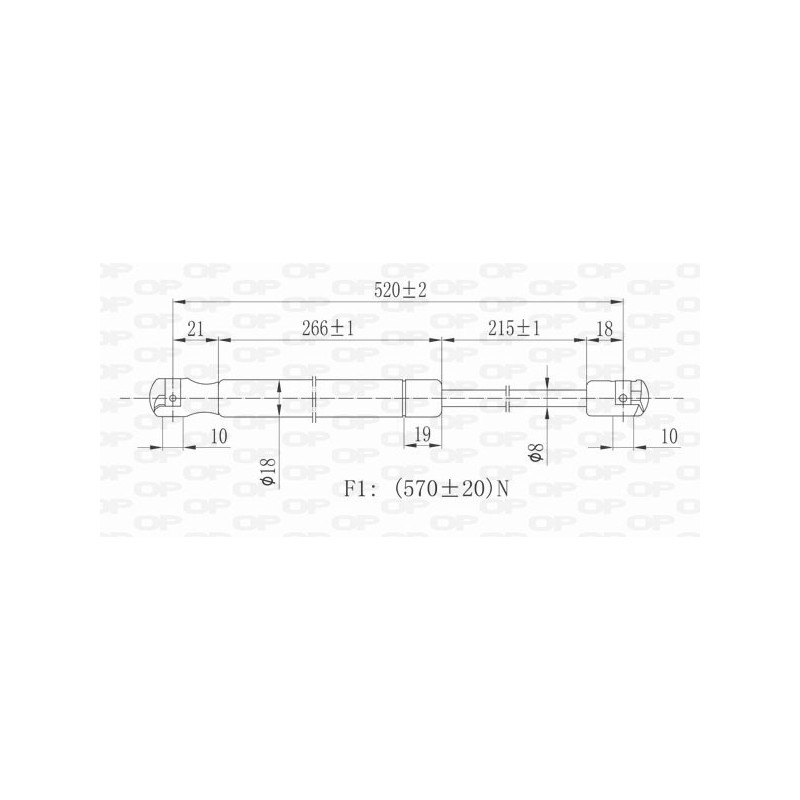Molla A Gas destro/Sinistro Portellone posteriore (Mod. Sw -09/02) (570N L.520MM) per Fiat Palio (178) e Palio-Albea FT1139015