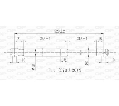 Molla A Gas destro/Sinistro Portellone posteriore (Mod. Sw -09/02) (570N L.520MM) per Fiat Palio (178) e Palio-Albea