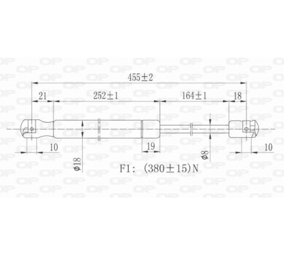 Molla A Gas destro/Sinistro Portellone posteriore (Mod. 5P.) (380N per Fiat Punto (188) e Punto (5 Porte) (188) FT3409065 -