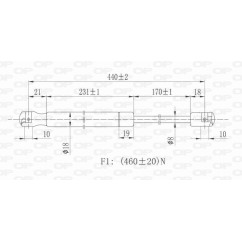 Molla A Gas destro/Sinistro Portellone posteriore (Mod. 3P.) (460N L.440MM) per Fiat Stilo (192) FT4209055 - 64-FT4209055 -