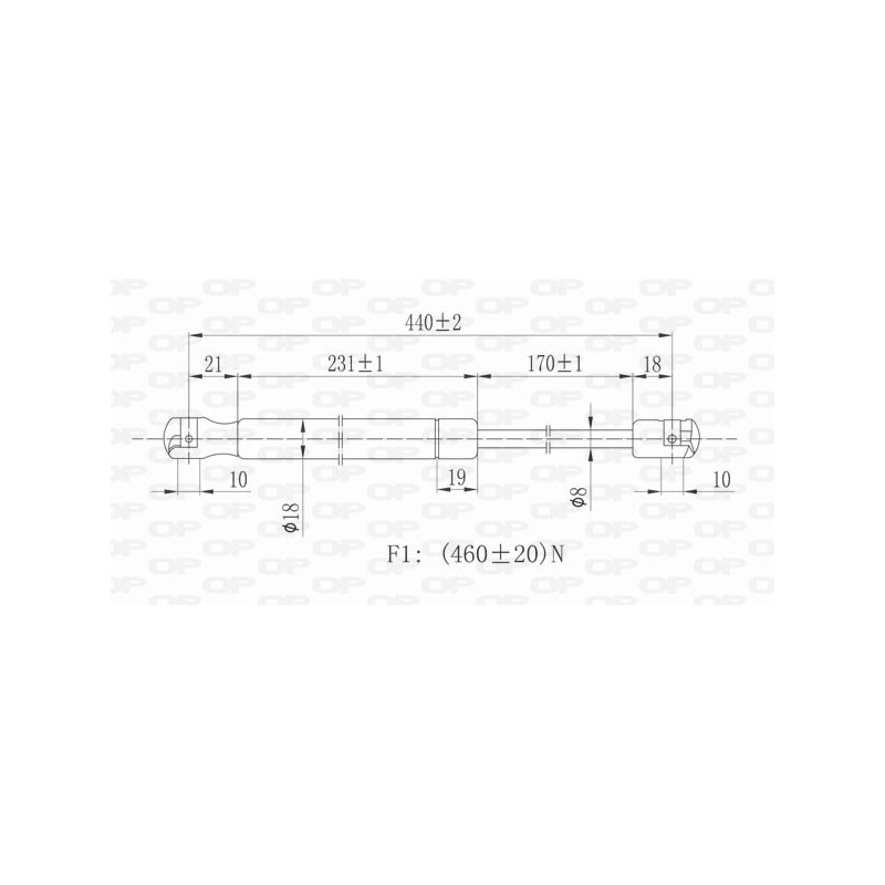 Molla A Gas destro/Sinistro Portellone posteriore (Mod. 3P.) (460N L.440MM) per Fiat Stilo (192) FT4209055