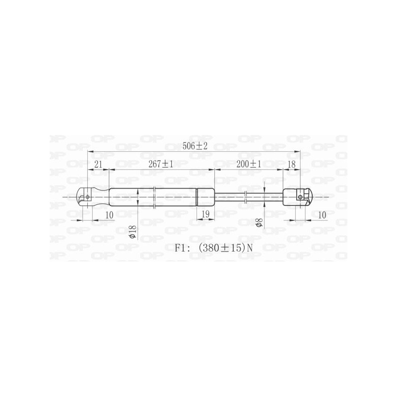 Molla A Gas destro/Sinistro Portellone posteriore (Mod. 5P.) (380N L.507MM) per Fiat Stilo (192) FT4209065