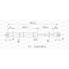 Molla A Gas destro/Sinistro Portellone posteriore (Mod. Sw) (740N L.603MM) per Fiat Stilo (192) FT4209085
