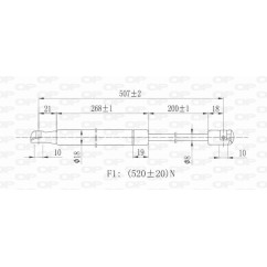 Molla A Gas destro/Sinistro Portellone posteriore (520N L.507MM) per Fiat Multipla (186) e Peugeot 207 FT7159055 -