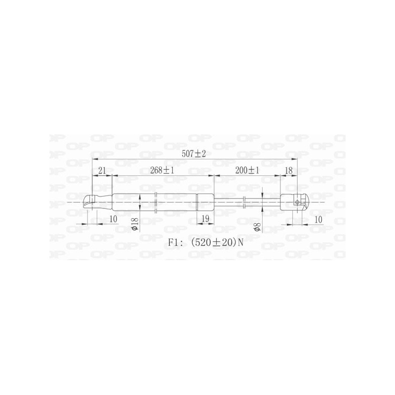 Molla A Gas destro/Sinistro Portellone posteriore (520N L.507MM) per Fiat Multipla (186) e Peugeot 207 FT7159055