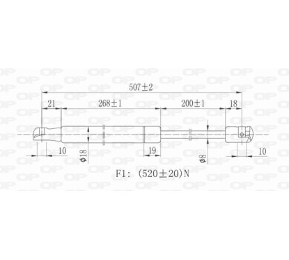 Molla A Gas destro/Sinistro Portellone posteriore (520N L.507MM) per Fiat Multipla (186) e Peugeot 207 FT7159055 -