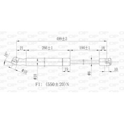 Molla A Gas destro/Sinistro Portellone posteriore (550N L.499MM) per Chrysler-Dodge Journey e Fiat Freemont (Jc) FT8159055
