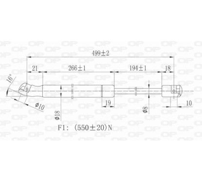 Molla A Gas destro/Sinistro Portellone posteriore (550N L.499MM) per Chrysler-Dodge Journey e Fiat Freemont (Jc) FT8159055 -
