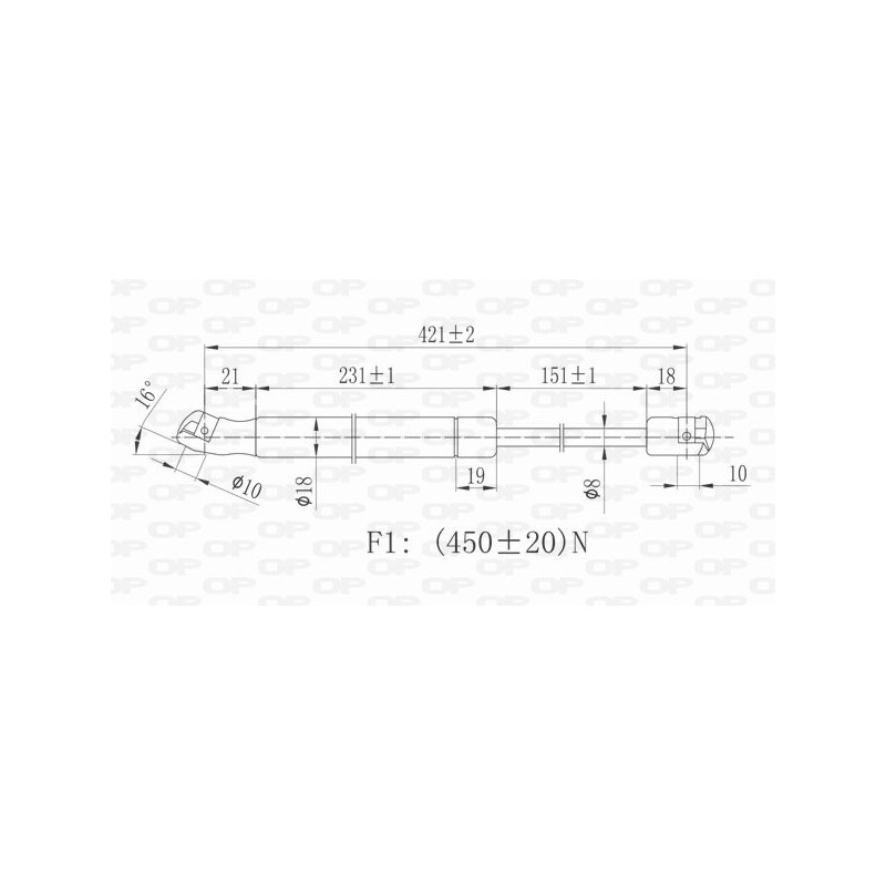 Molla A Gas destro/Sinistro Portellone posteriore (450N L.420,5MM) per Hyundai I20 HN2009055