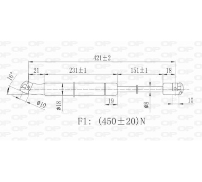 Molla A Gas destro/Sinistro Portellone posteriore (450N L.420,5MM) per Hyundai I20 HN2009055 - 64-HN2009055 - 64-HN2009055