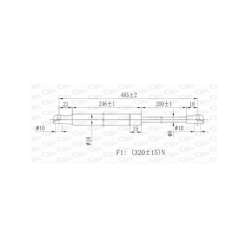 Molla A Gas destro/Sinistro Portellone posteriore (320N L.486MM) per Lancia Y (840A) LA0019055