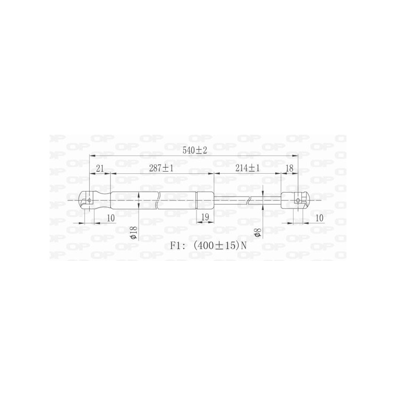 Molla A Gas destro/Sinistro Portellone posteriore (400N L.540MM) per Mercedes Classe A (W168) ME3209055
