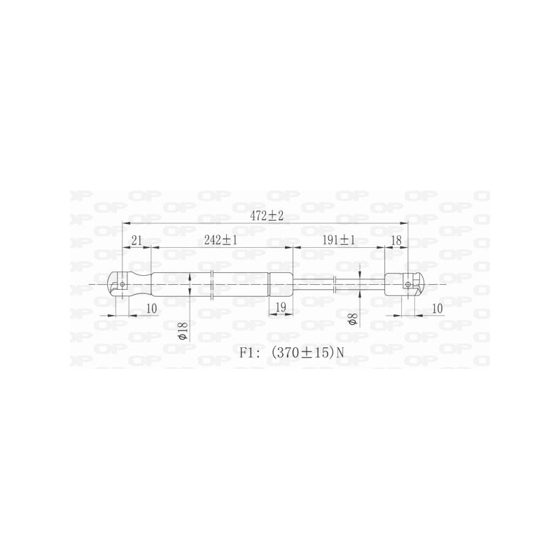 Molla A Gas destro/Sinistro Portellone posteriore (370N L.472MM) per Opel Corsa C OP0309055