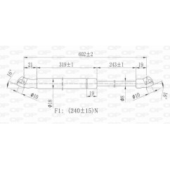 Molla A Gas destro/Sinistro Portellone posteriore (Mod. 3P.) (240N L.603MM) per Opel Corsa D OP0349055