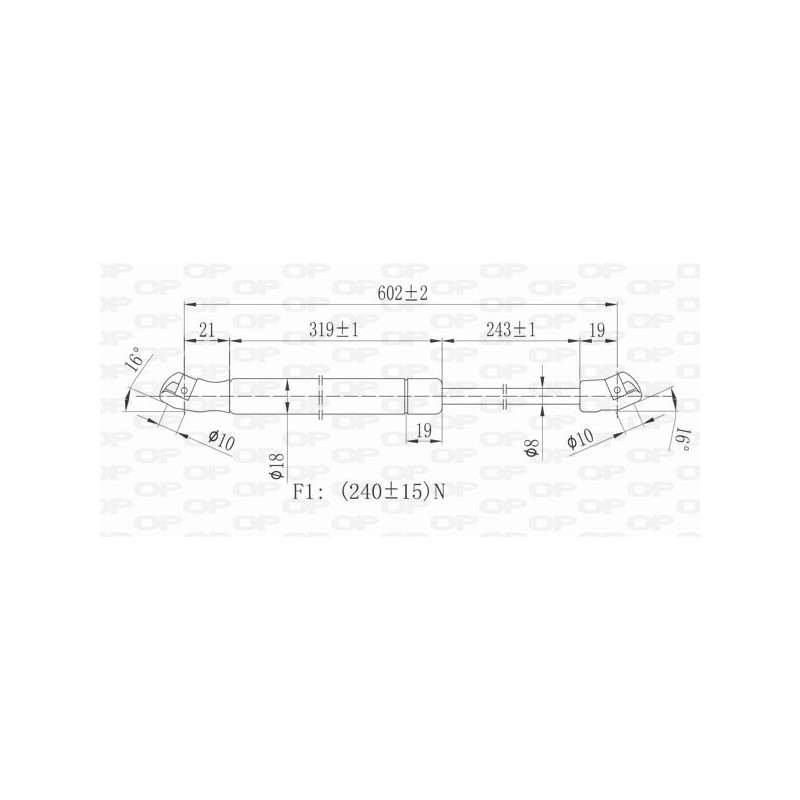 Molla A Gas destro/Sinistro Portellone posteriore (Mod. 3P.) (240N L.603MM) per Opel Corsa D OP0349055
