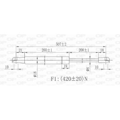 Molla A Gas destro Portellone posteriore (420N L.507MM) per Fiat Marea (185), Opel Agila e Suzuki Splash OP3059053 -